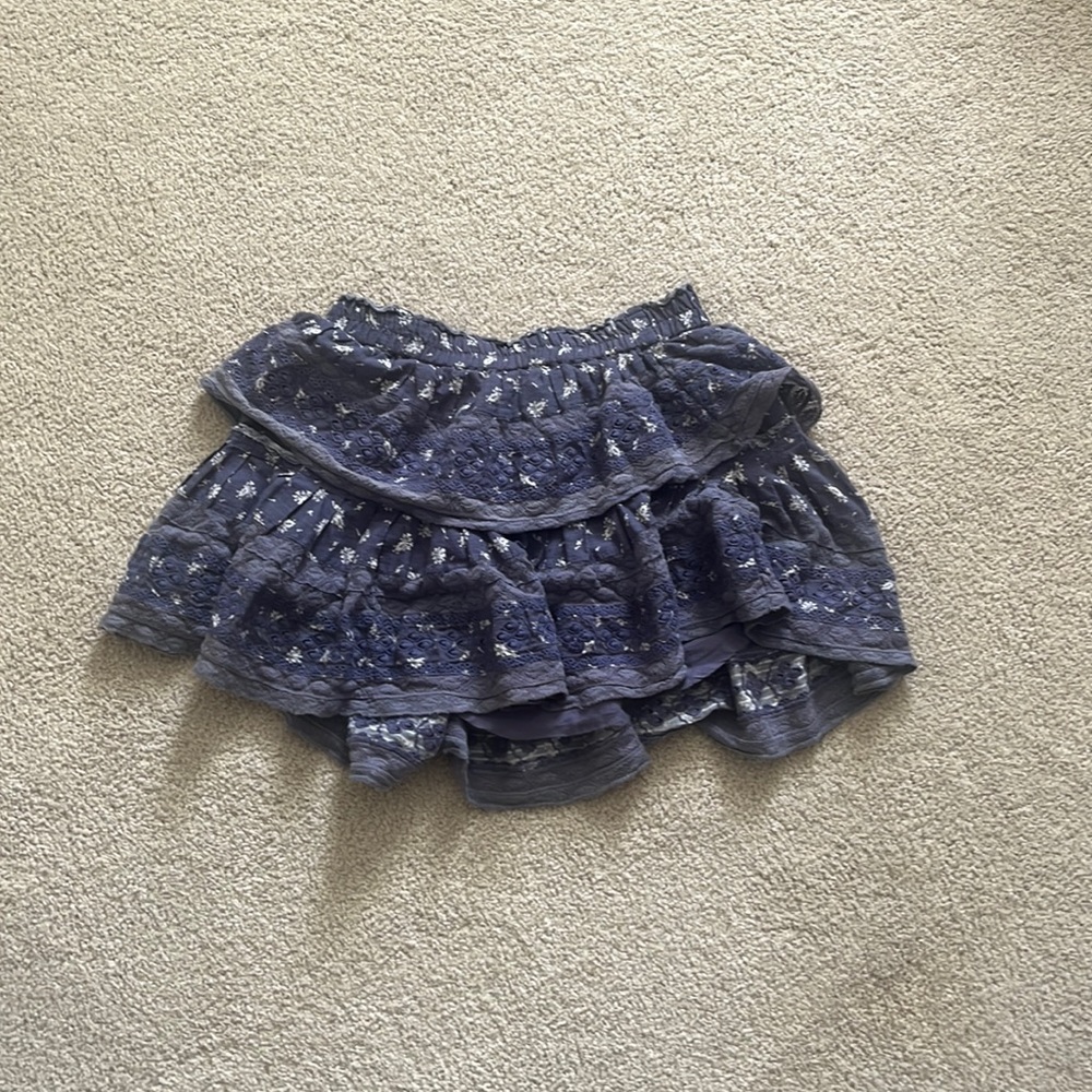 Navy and white floral love shack fancy ruffle mini skirt